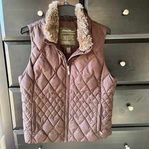 Eddie Bauer Goose Down Faux Fur Vest